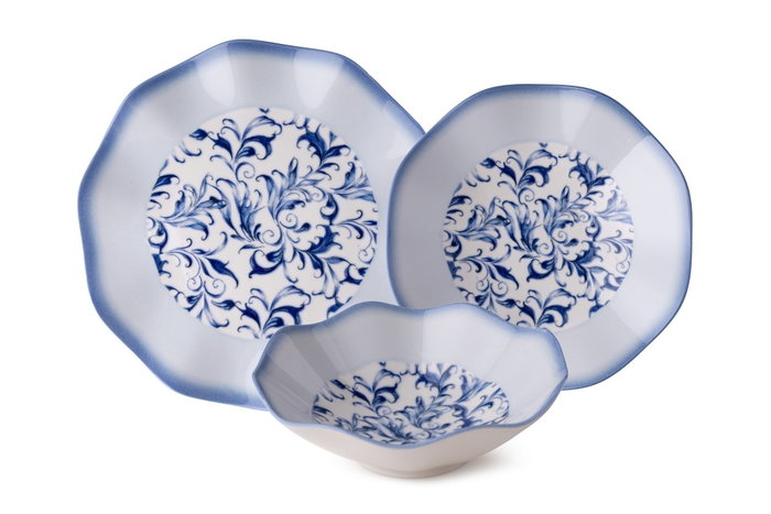 Hermia GBSNES24KY4R3214 Set de Cena de Porcelana de 24 Piezas Apto Lavavajillas y Microondas